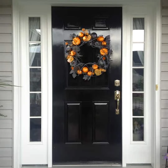 20'' Pumpkin With Orange Ornaments Halloween Wreath 3 20'' Pumpkin With Orange Ornaments Halloween Wreath - Image 3